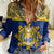 Personalised Repubrikin Naoero Independence Day Women Casual Shirt Tamanu With Coat Of Arms LT05 Female Yellow - Polynesian Pride