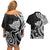 Hawaii Manta Ray Couples Matching Off Shoulder Short Dress and Hawaiian Shirt Polynesian Art Tattoo