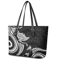 Hawaii Manta Ray Leather Tote Bag Polynesian Art Tattoo