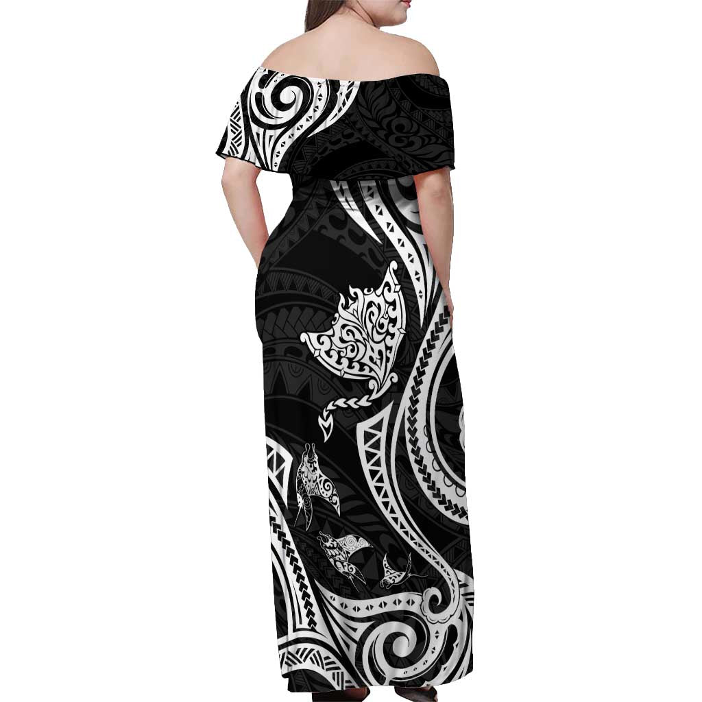Hawaii Manta Ray Off Shoulder Maxi Dress Polynesian Art Tattoo LT05 - Polynesian Pride