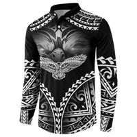 Hawaiian Hawk Button Sweatshirt Polynesian Pattern Style