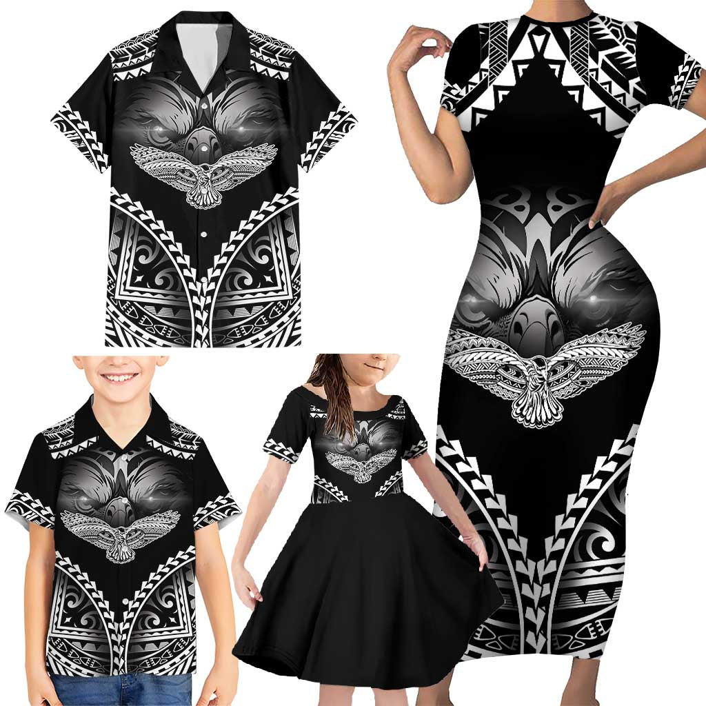 Hawaiian Hawk Family Matching Short Sleeve Bodycon Dress and Hawaiian Shirt Polynesian Pattern Style LT05 - Polynesian Pride