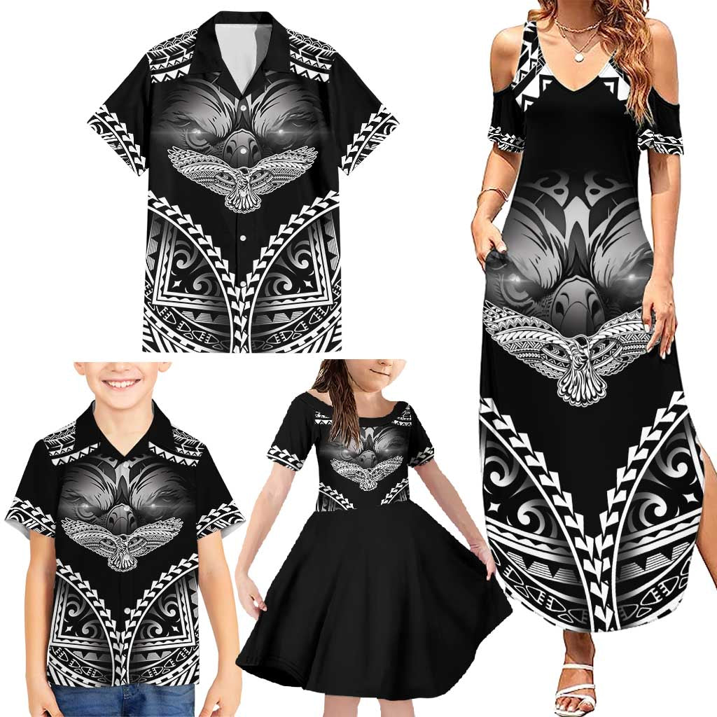 Hawaiian Hawk Family Matching Summer Maxi Dress and Hawaiian Shirt Polynesian Pattern Style LT05 - Polynesian Pride
