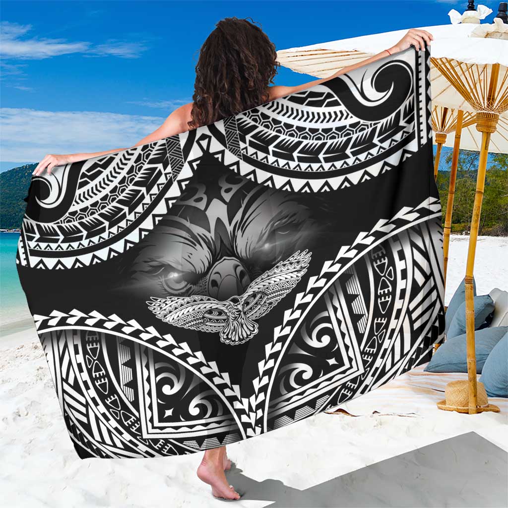 Hawaiian Hawk Sarong Polynesian Pattern Style LT05 One Size 44 x 66 inches Black - Polynesian Pride
