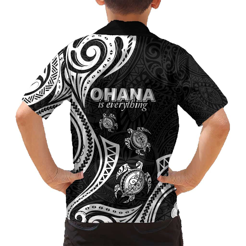 Hawaii Ohana Means Family Family Matching Long Sleeve Bodycon Dress and Hawaiian Shirt Sea Turtle Polynesian Style