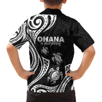 Hawaii Ohana Means Family Family Matching Tank Maxi Dress and Hawaiian Shirt Sea Turtle Polynesian Style