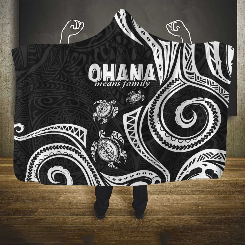 Hawaii Ohana Means Family Hooded Blanket Sea Turtle Polynesian Style