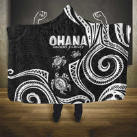 Hawaii Ohana Means Family Hooded Blanket Sea Turtle Polynesian Style