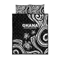 Hawaii Ohana Means Family Quilt Bed Set Sea Turtle Polynesian Style