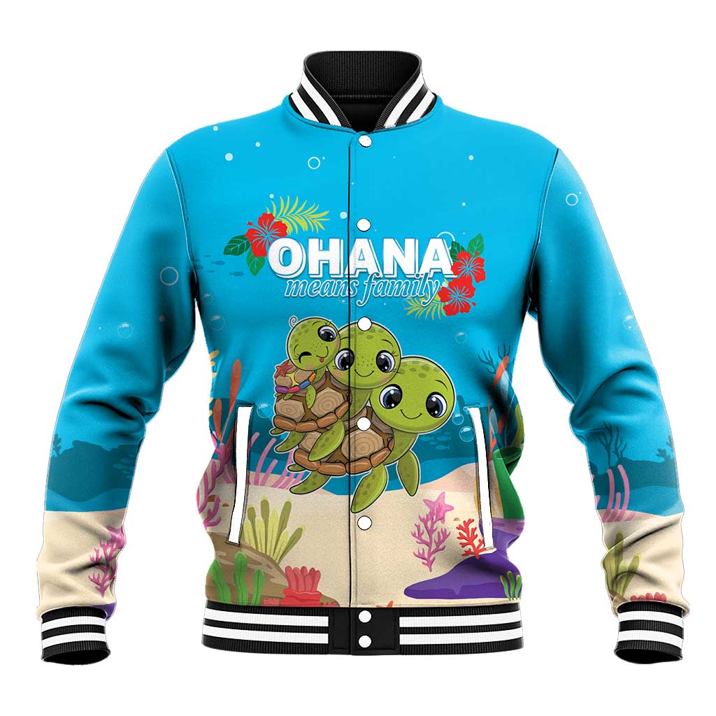 Ohana Hawaii Baseball Jacket Kawaii Family Turtle