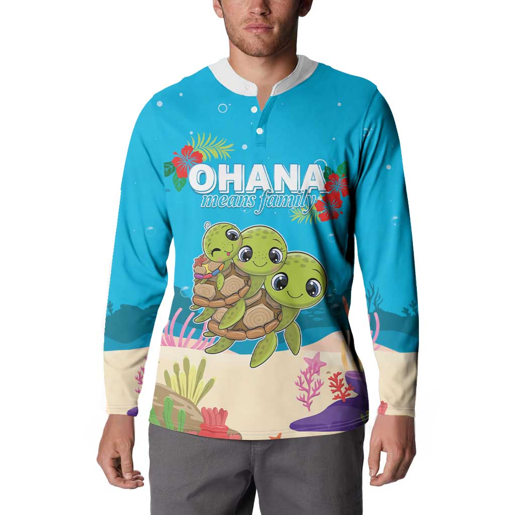 Ohana Hawaii Button Sweatshirt Kawaii Family Turtle