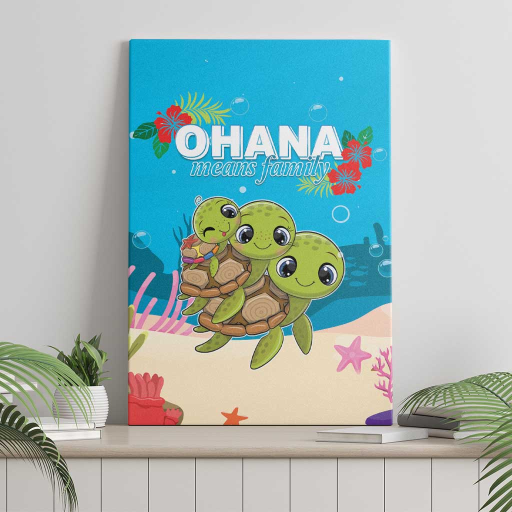 Ohana Hawaii Canvas Wall Art Kawaii Family Turtle