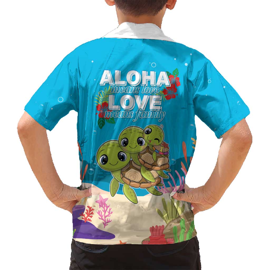 Ohana Hawaii Family Matching Long Sleeve Bodycon Dress and Hawaiian Shirt Kawaii Family Turtle