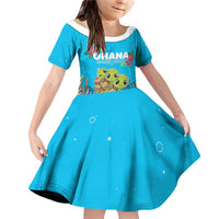 Ohana Hawaii Family Matching Off Shoulder Short Dress and Hawaiian Shirt Kawaii Family Turtle