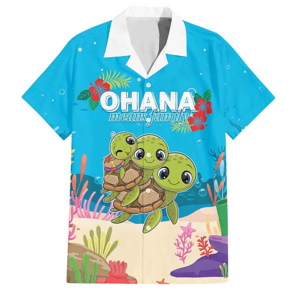 Ohana Hawaii Family Matching Summer Maxi Dress and Hawaiian Shirt Kawaii Family Turtle