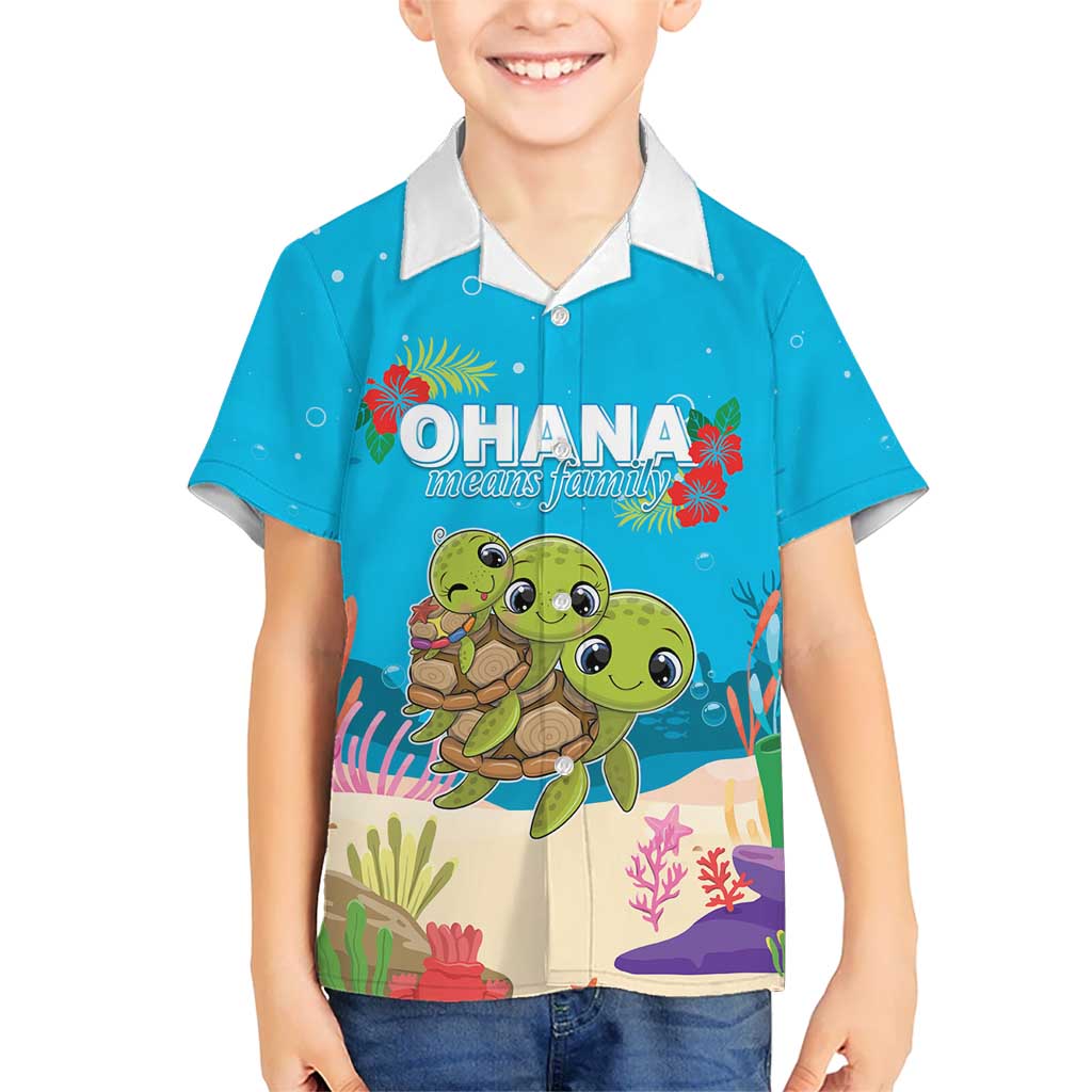 Ohana Hawaii Kid Hawaiian Shirt Kawaii Family Turtle LT05 Kid Blue - Polynesian Pride