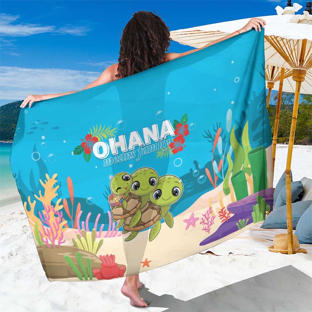 Ohana Hawaii Sarong Kawaii Family Turtle LT05 One Size 44 x 66 inches Blue - Polynesian Pride