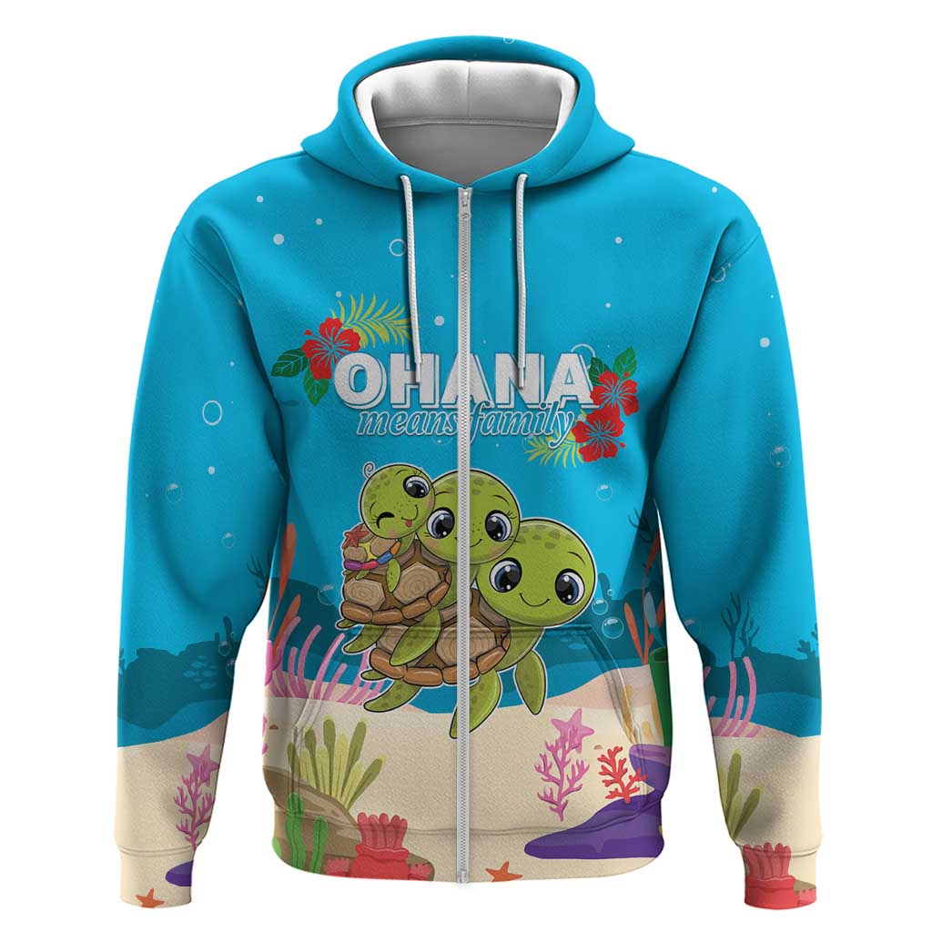 Ohana Hawaii Zip Hoodie Kawaii Family Turtle