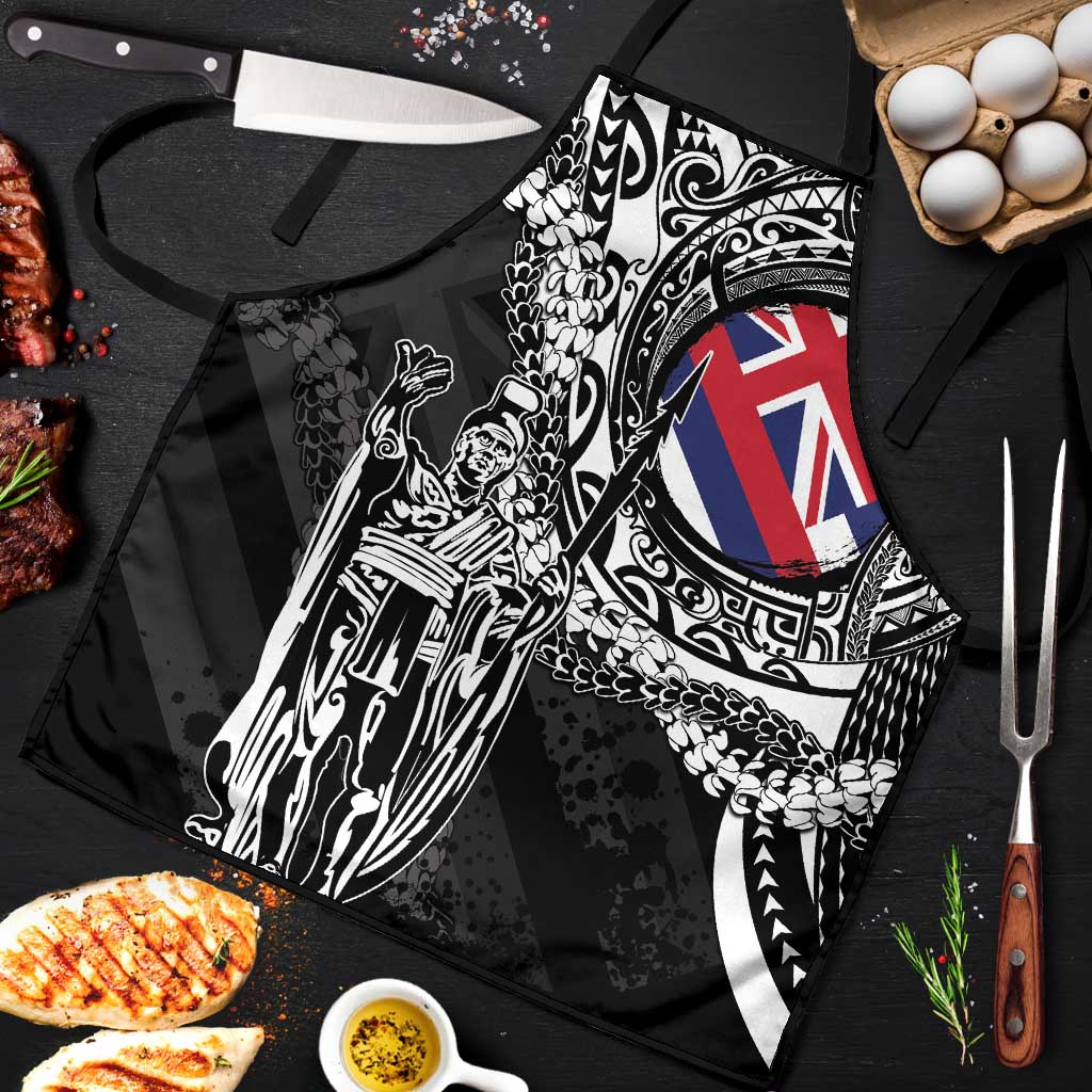 Hawaii King Flag Apron Hawaiian Maile Lei LT05 Black - Polynesian Pride