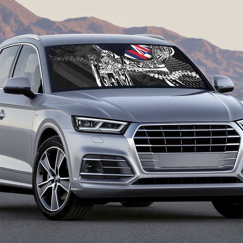 Hawaii King Flag Auto Sun Shade Hawaiian Maile Lei - Polynesian Pride