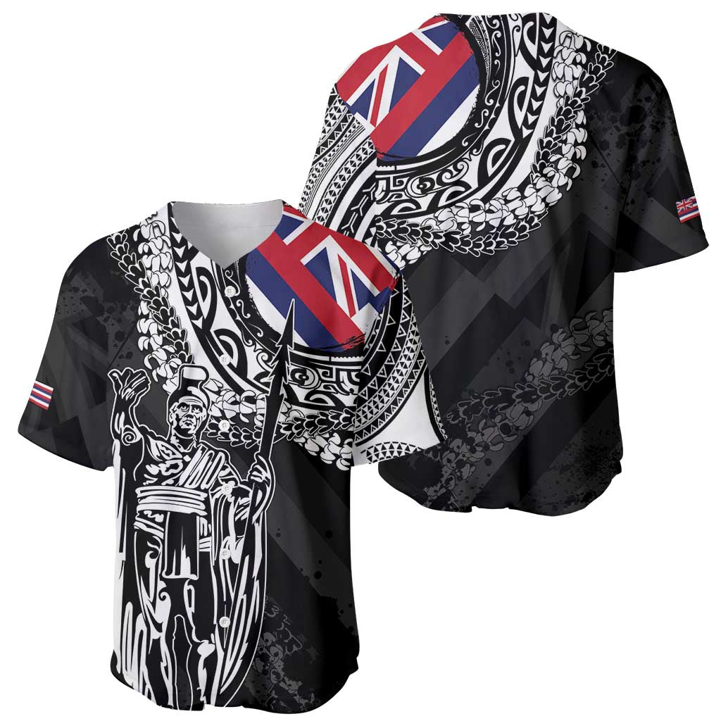 Hawaii King Flag Baseball Jersey Hawaiian Maile Lei - Polynesian Pride