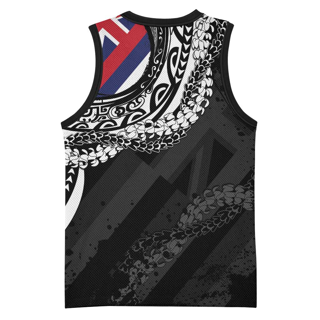 Hawaii King Flag Basketball Jersey Hawaiian Maile Lei - Polynesian Pride
