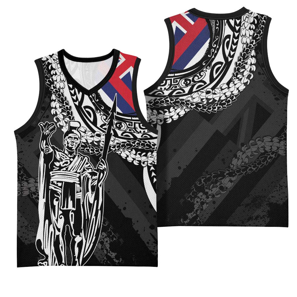 Hawaii King Flag Basketball Jersey Hawaiian Maile Lei - Polynesian Pride