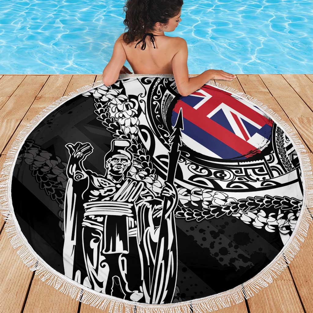 Hawaii King Flag Beach Blanket Hawaiian Maile Lei - Polynesian Pride