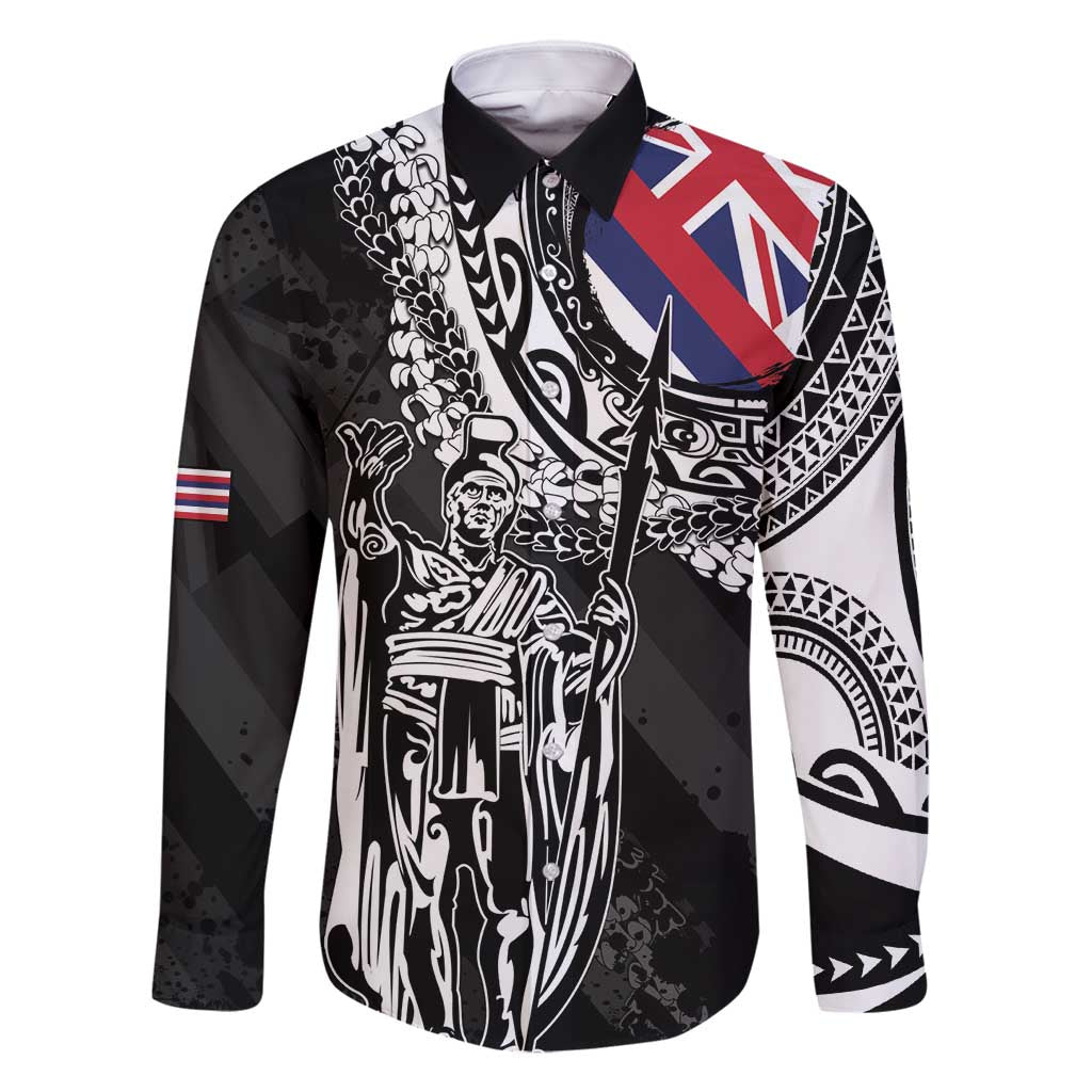 Hawaii King Flag Family Matching Long Sleeve Bodycon Dress and Hawaiian Shirt Hawaiian Maile Lei - Polynesian Pride