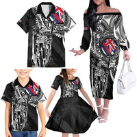Hawaii King Flag Family Matching Off The Shoulder Long Sleeve Dress and Hawaiian Shirt Hawaiian Maile Lei - Polynesian Pride