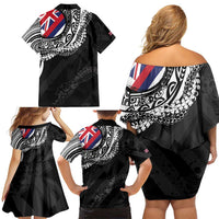 Hawaii King Flag Family Matching Off Shoulder Short Dress and Hawaiian Shirt Hawaiian Maile Lei - Polynesian Pride