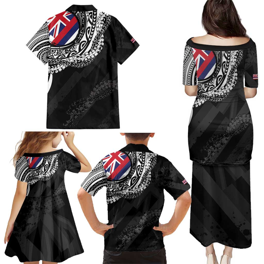 Hawaii King Flag Family Matching Puletasi and Hawaiian Shirt Hawaiian Maile Lei - Polynesian Pride