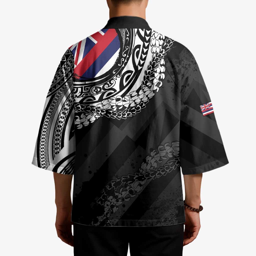 Hawaii King Flag Kimono Hawaiian Maile Lei - Polynesian Pride