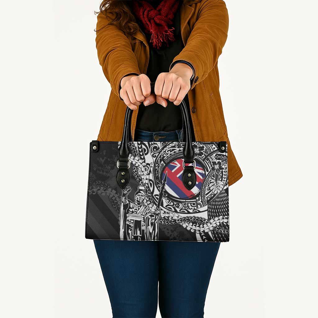 Hawaii King Flag Leather Bag Hawaiian Maile Lei - Polynesian Pride