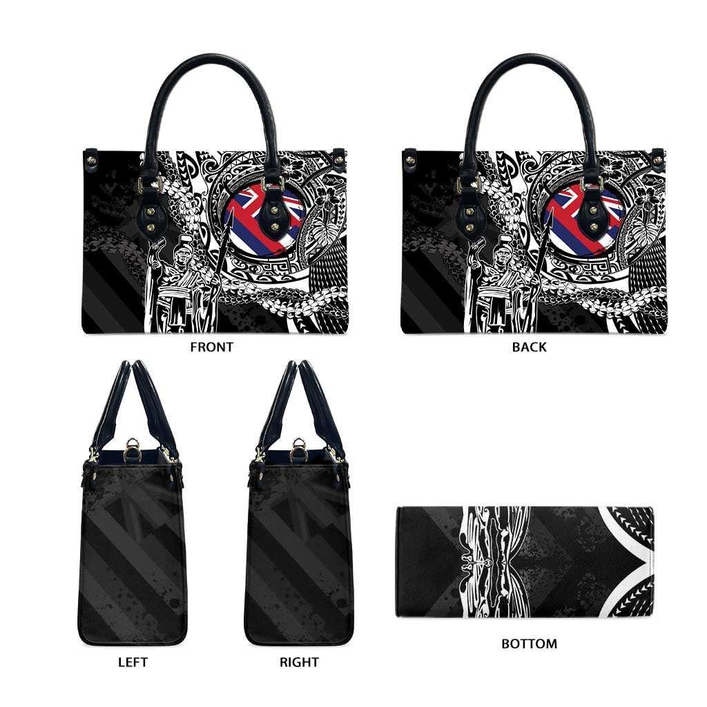 Hawaii King Flag Leather Bag Hawaiian Maile Lei - Polynesian Pride