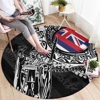 Hawaii King Flag Round Carpet Hawaiian Maile Lei - Polynesian Pride