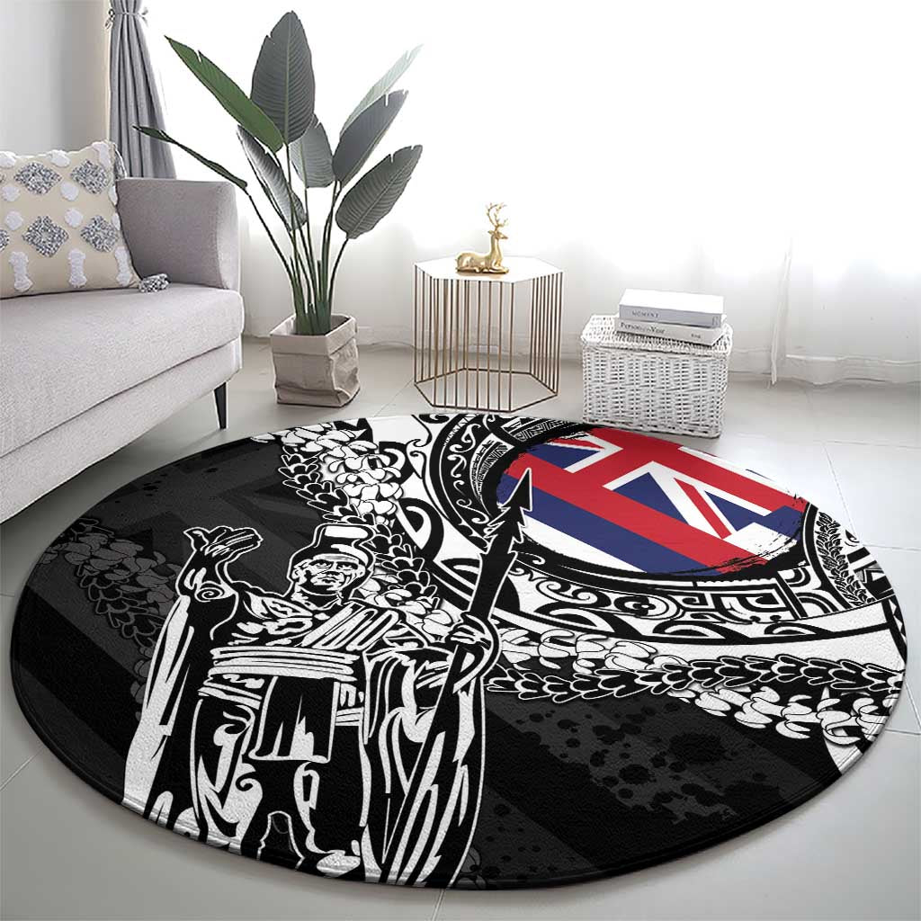 Hawaii King Flag Round Carpet Hawaiian Maile Lei - Polynesian Pride