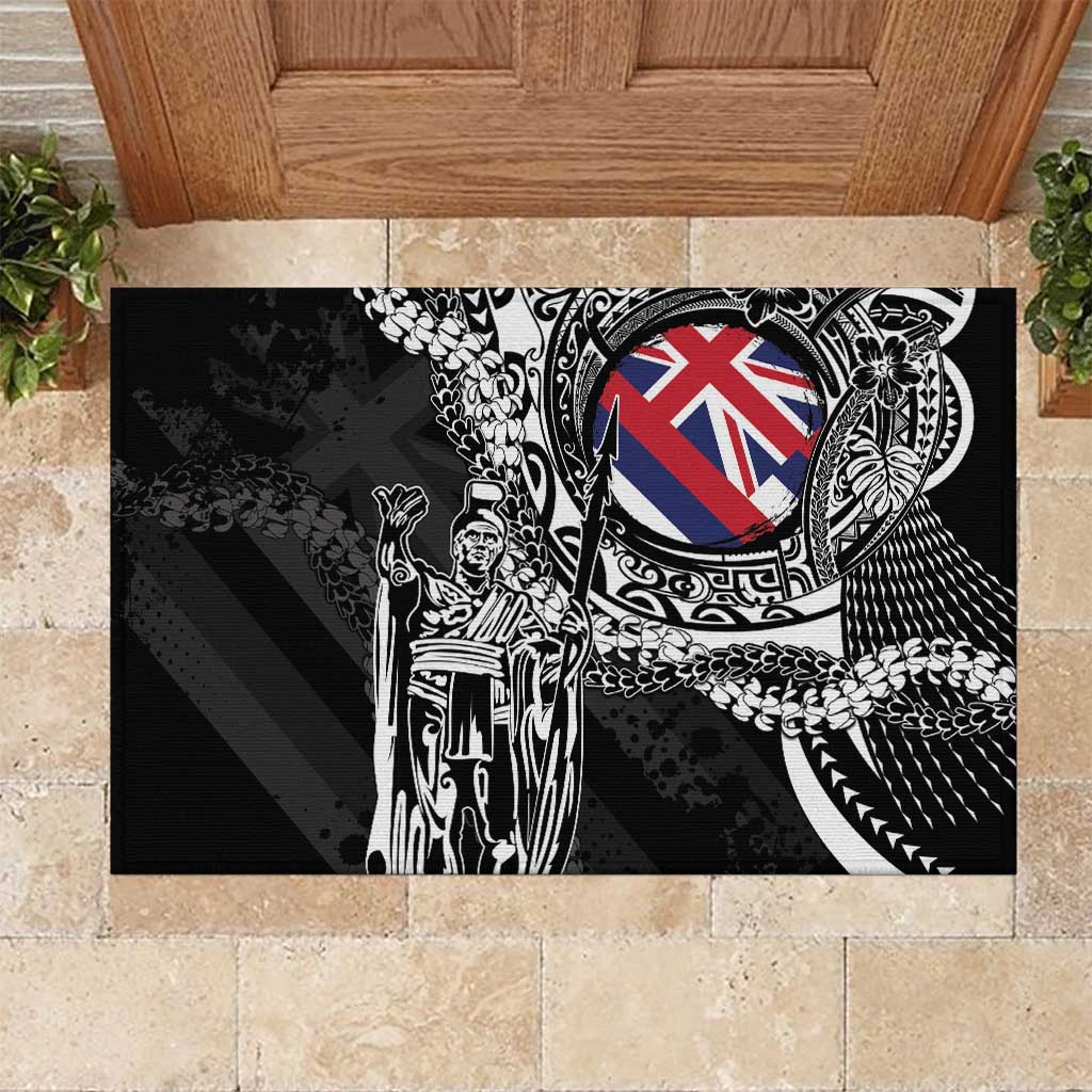 Hawaii King Flag Rubber Doormat Hawaiian Maile Lei - Polynesian Pride