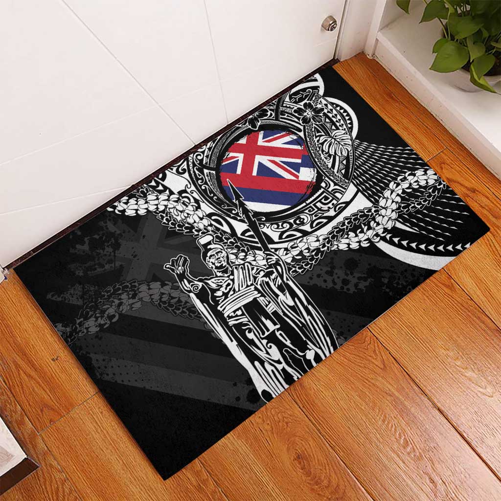 Hawaii King Flag Rubber Doormat Hawaiian Maile Lei - Polynesian Pride