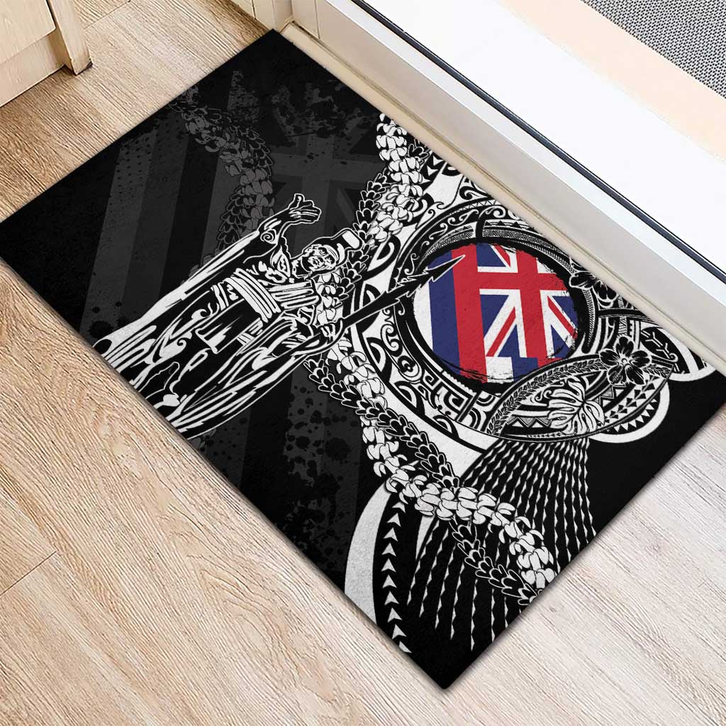 Hawaii King Flag Rubber Doormat Hawaiian Maile Lei - Polynesian Pride