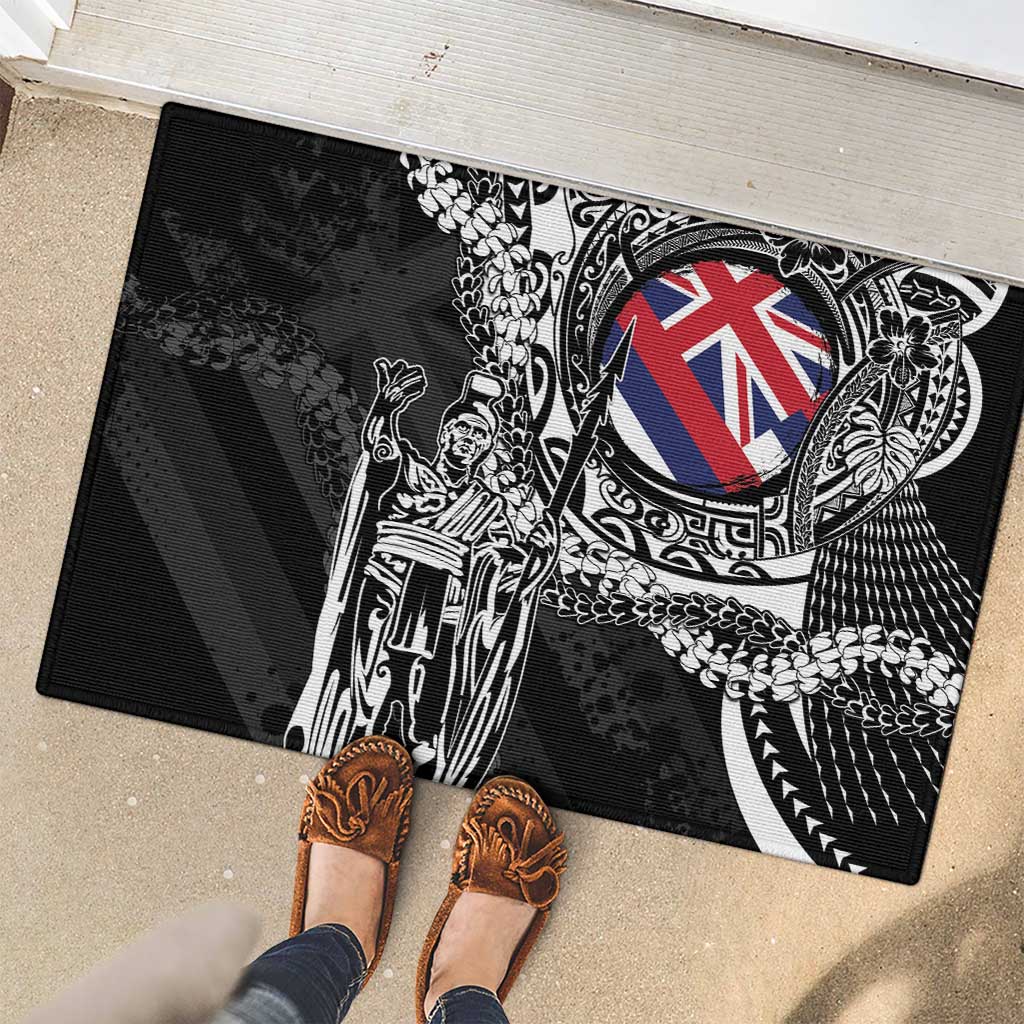 Hawaii King Flag Rubber Doormat Hawaiian Maile Lei - Polynesian Pride