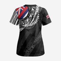 Hawaii King Flag Scrub Top Hawaiian Maile Lei - Polynesian Pride