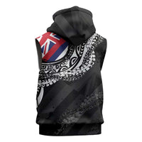 Hawaii King Flag Sleeveless Zip Hoodie Hawaiian Maile Lei - Polynesian Pride
