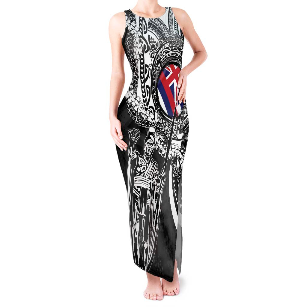 Hawaii King Flag Tank Maxi Dress Hawaiian Maile Lei - Polynesian Pride