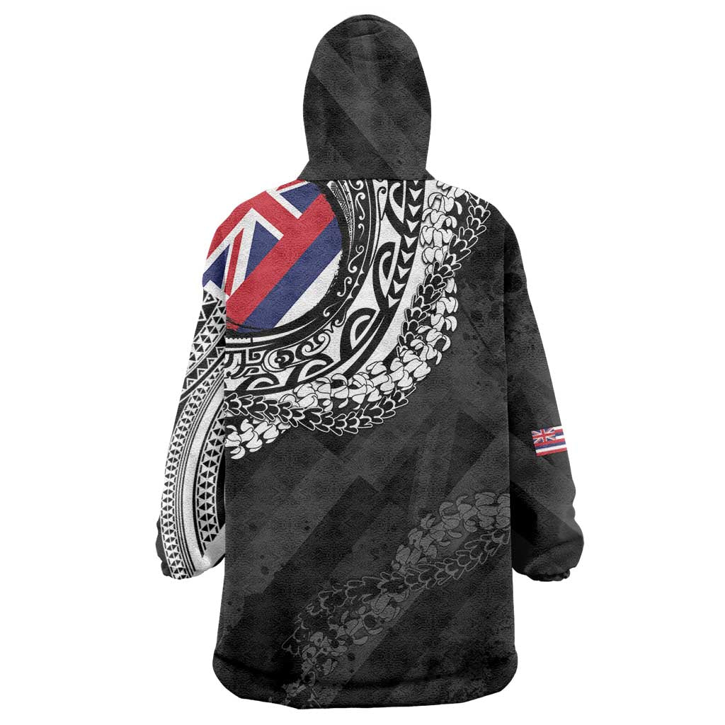 Hawaii King Flag Wearable Blanket Hoodie Hawaiian Maile Lei - Polynesian Pride