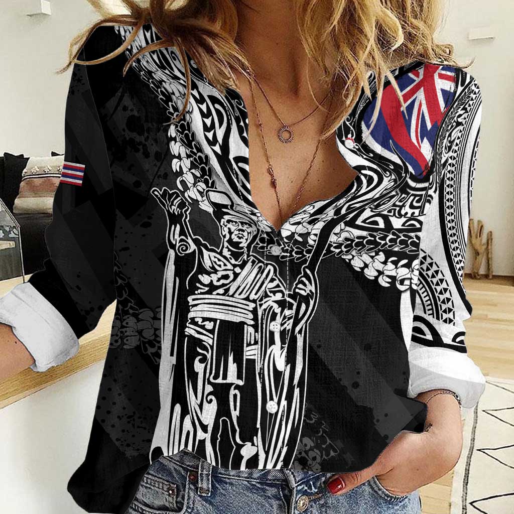 Hawaii King Flag Women Casual Shirt Hawaiian Maile Lei - Polynesian Pride