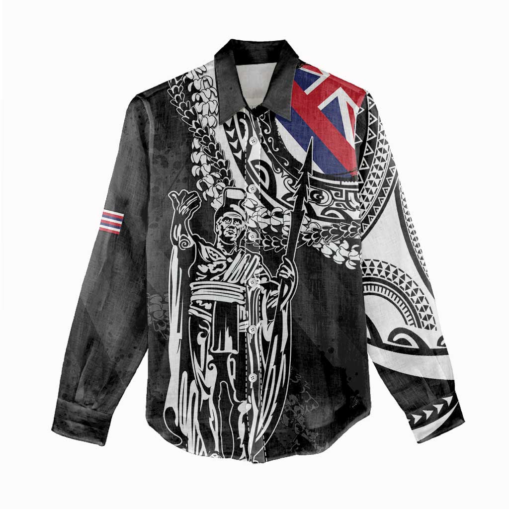 Hawaii King Flag Women Casual Shirt Hawaiian Maile Lei - Polynesian Pride