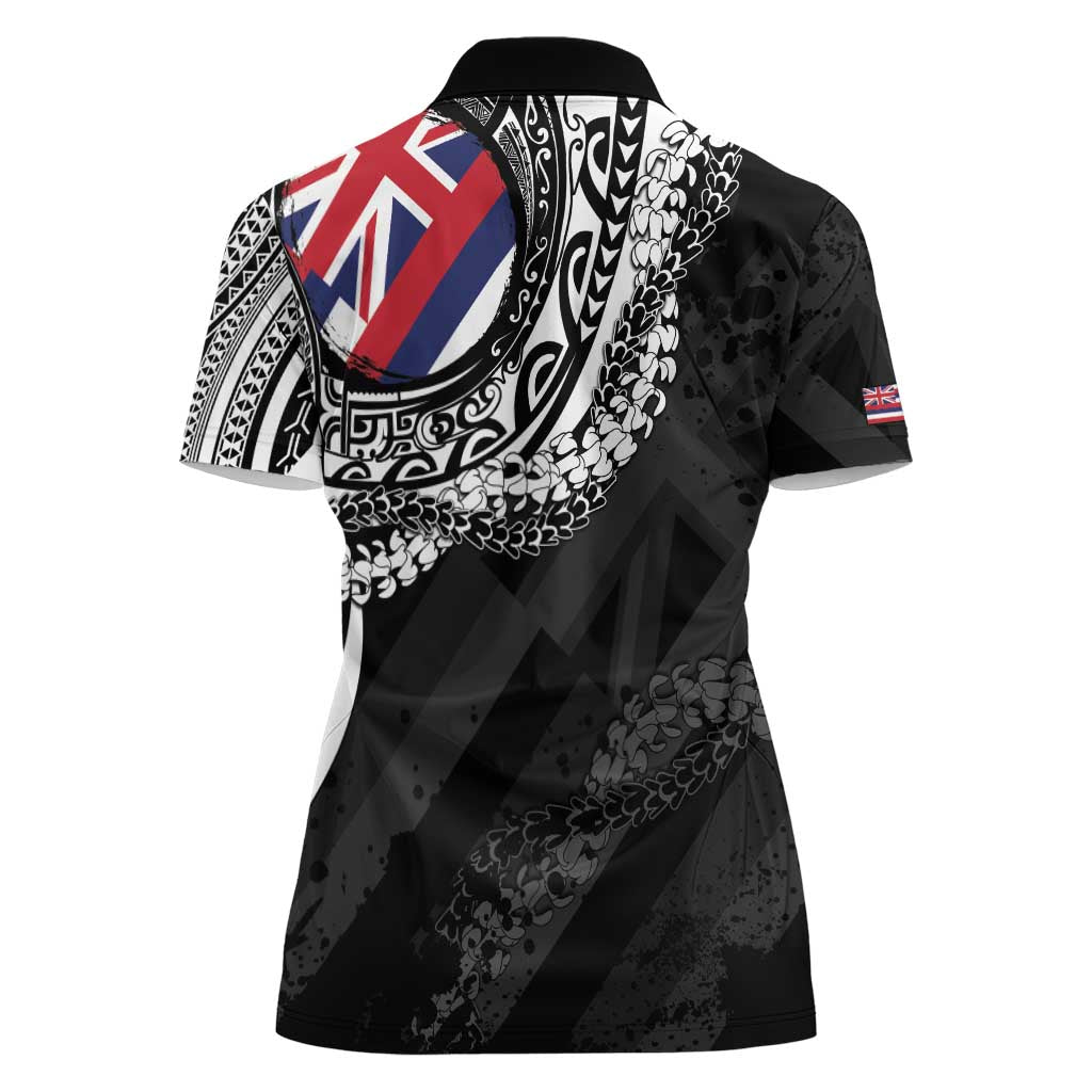 Hawaii King Flag Women Polo Shirt Hawaiian Maile Lei - Polynesian Pride