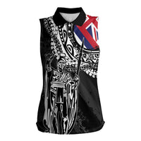 Hawaii King Flag Women Sleeveless Polo Shirt Hawaiian Maile Lei - Polynesian Pride