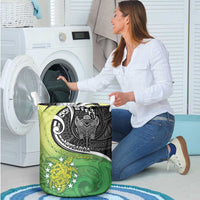 New Zealand Cook Islands Laundry Basket Maori Tiki With Circle Stars Turtle - Polynesian Pride